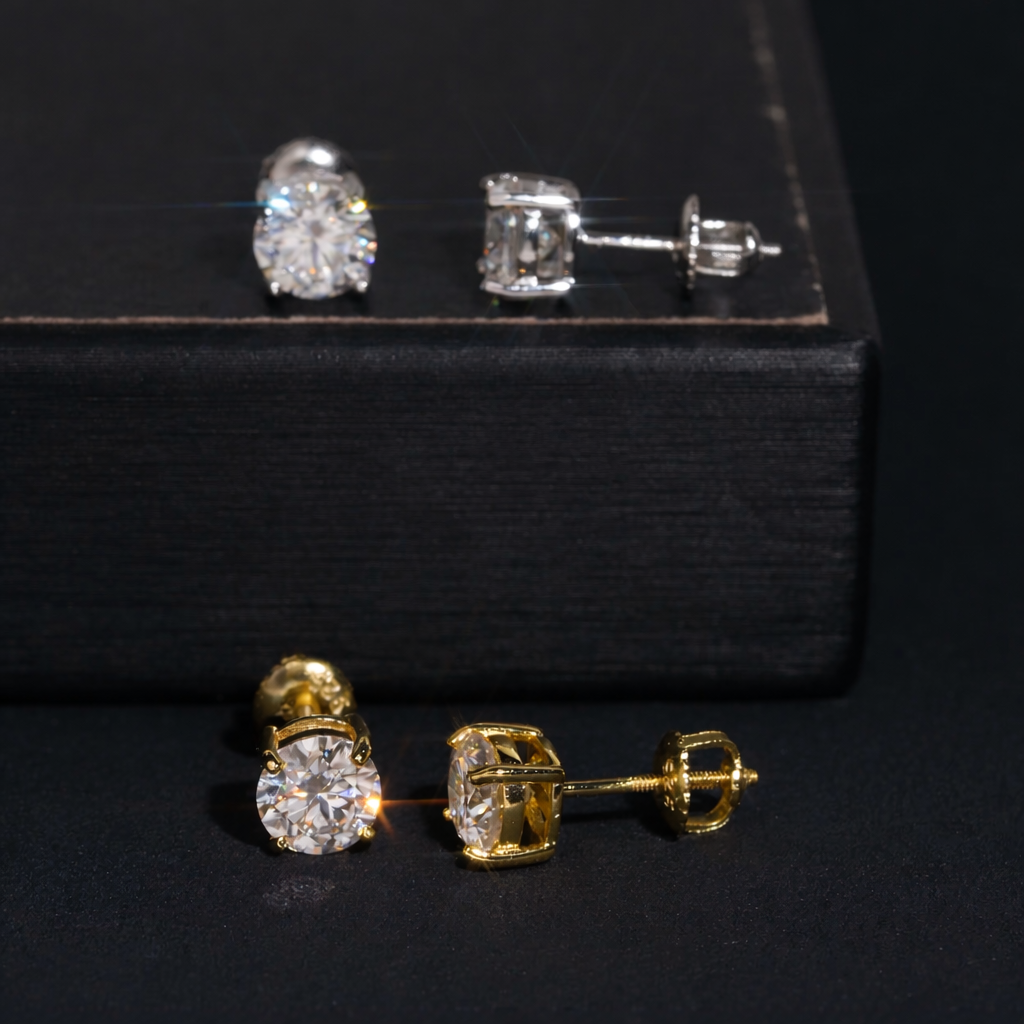 6.5mm Moissanite Stud Earrings – S925 Sterling Silver