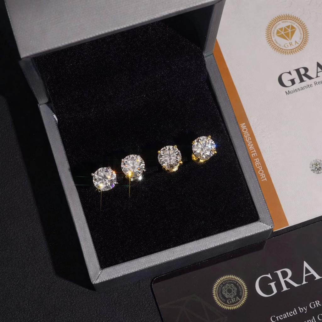 6.5mm Moissanite Stud Earrings – S925 Sterling Silver